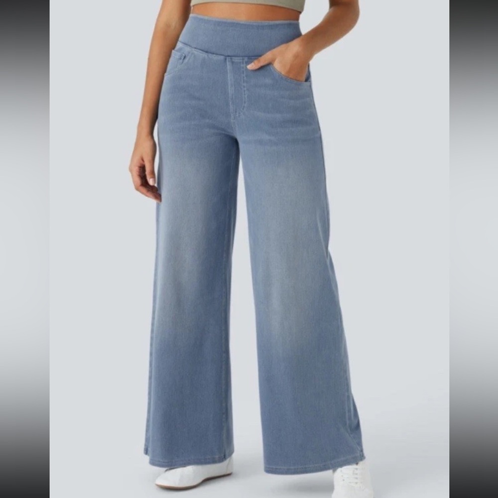 NWT Halara Flex High Waisted Pockets Baggy Wide Leg Casual Jeans Women’s XS